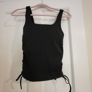 New with tags Fabletics Black Ruched Built-in Bra Tank XXS